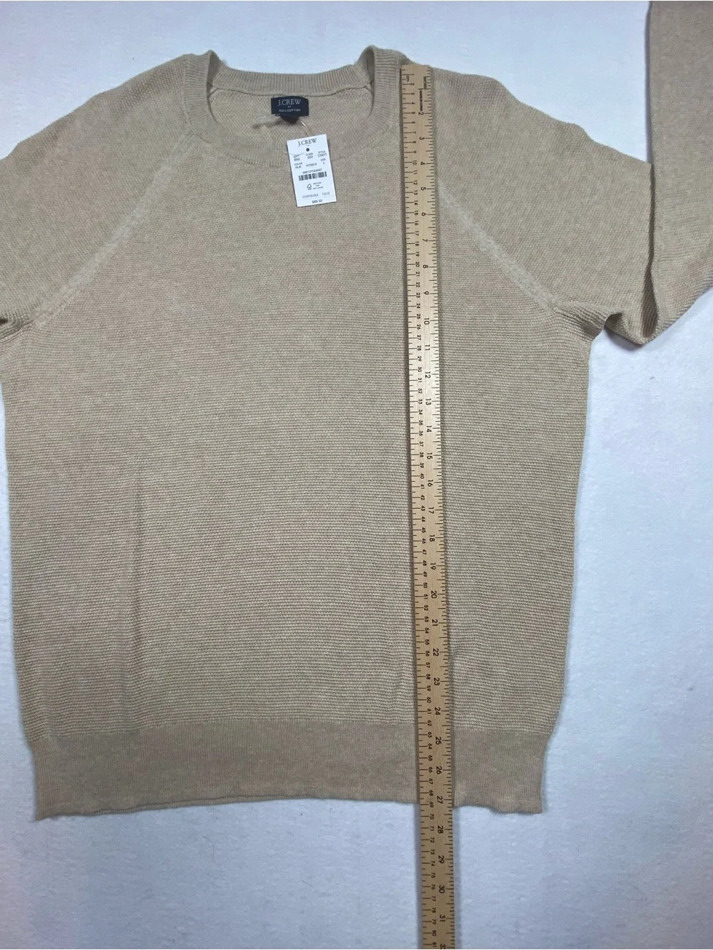 J. Crew‎ Men's Lightweight Cotton Sweater Beige, Large, NWT, Smart Casual Resort
